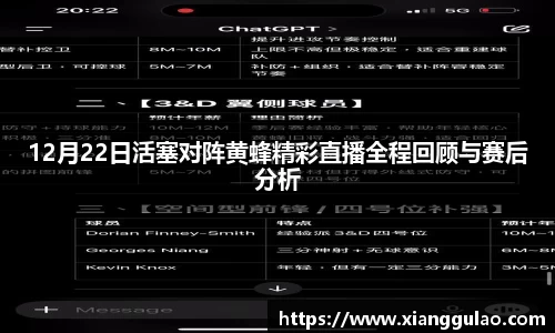 12月22日活塞对阵黄蜂精彩直播全程回顾与赛后分析